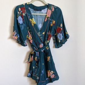 Green floral romper